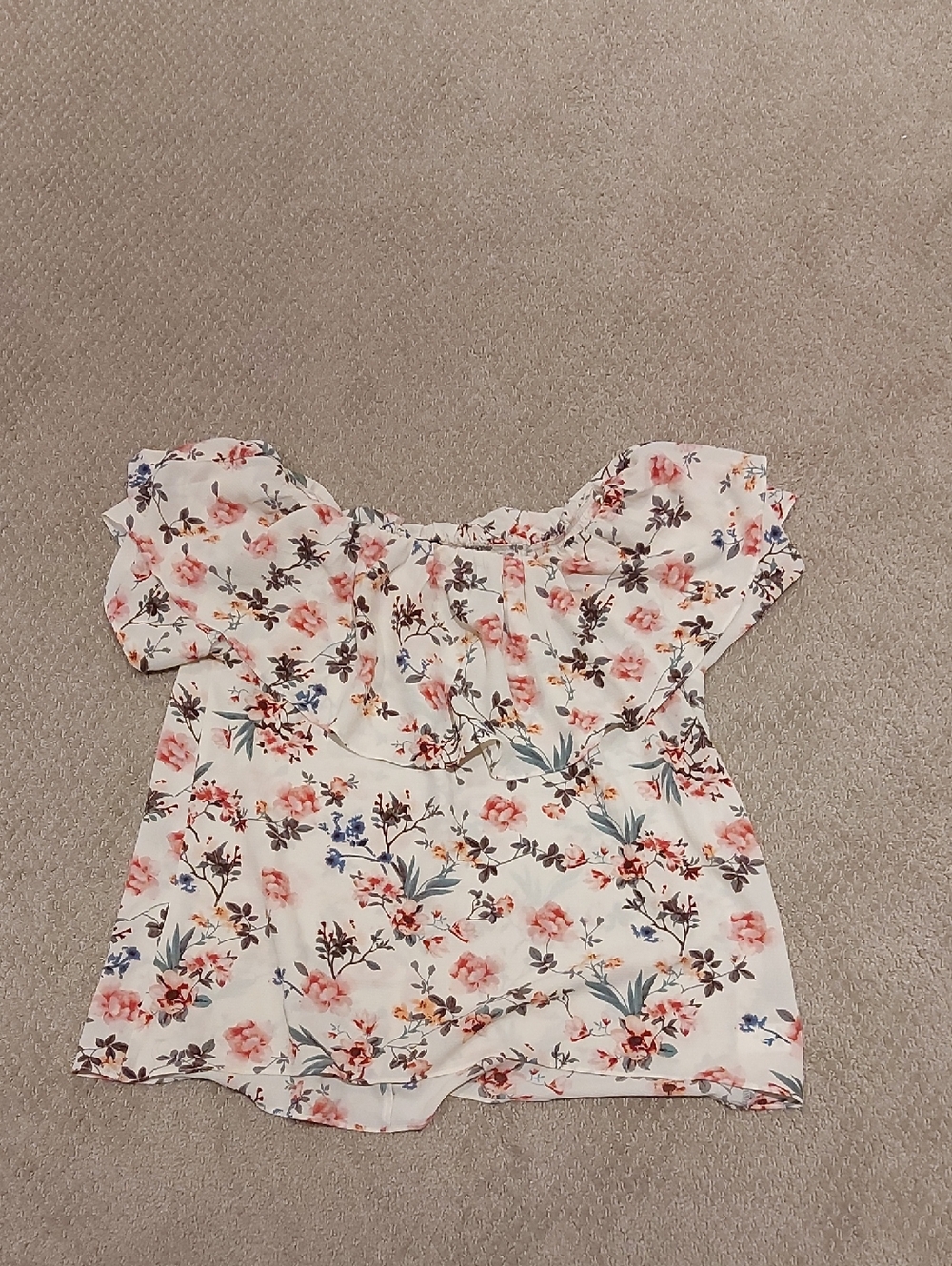 Wishlist Cream Floral Smocked Off-Shoulder Top